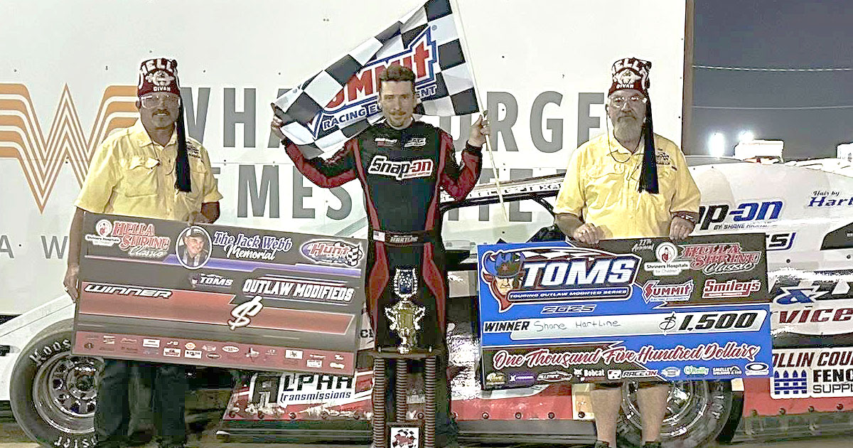 Shane Hartline won the TOMS Modified main event.